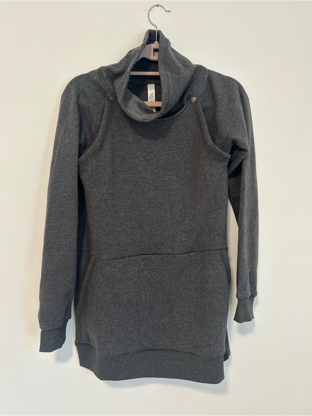 Latched Mama Maternity Dark Charcoal Funnel Cowl Pullover